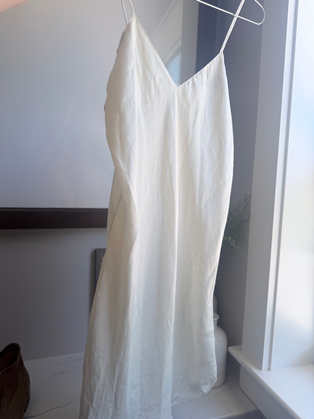 Vintage Valerie Stevens Pure Silk Elegant Cream Slip Dress Spaghetti Straps Sz M